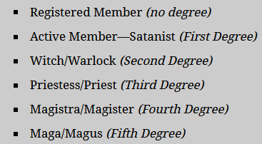 Hierarchy of church of satan